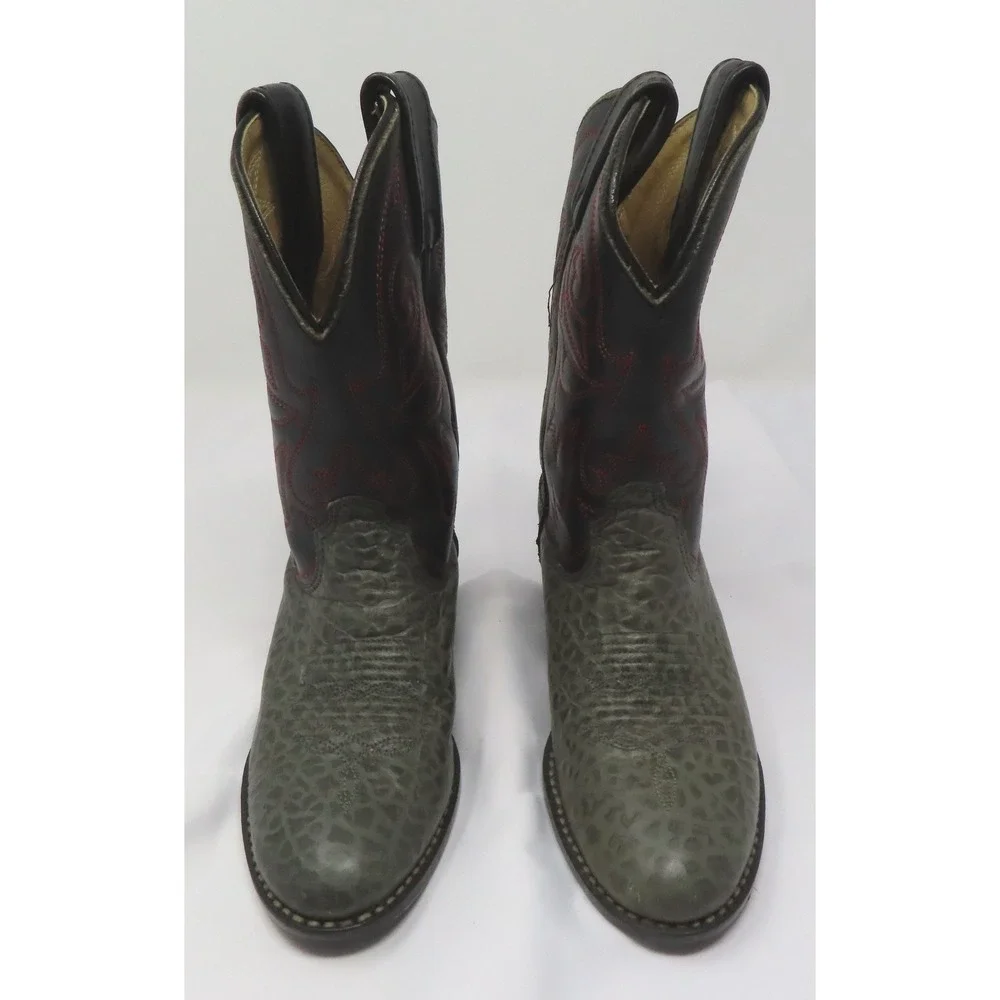 Toddler Kids 11.5 Elephant‎ Print Leather Cowboy Boots Western Black Red